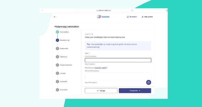 Hulpvraag - titel en beschrijving Hulpvraag - titel en beschrijving