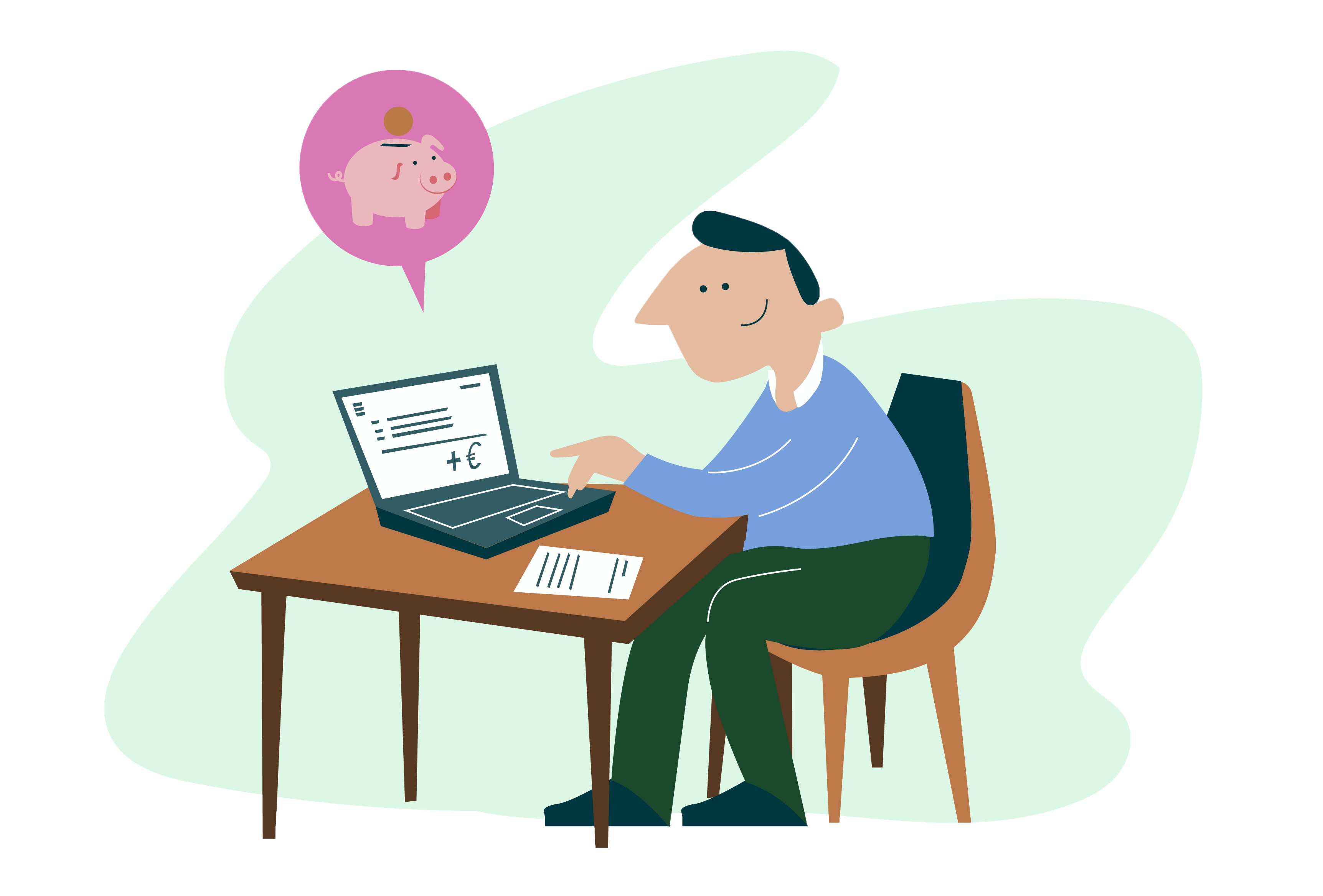 illustration Helpper d’une personne qui organise le paiement via son ordinateur portable